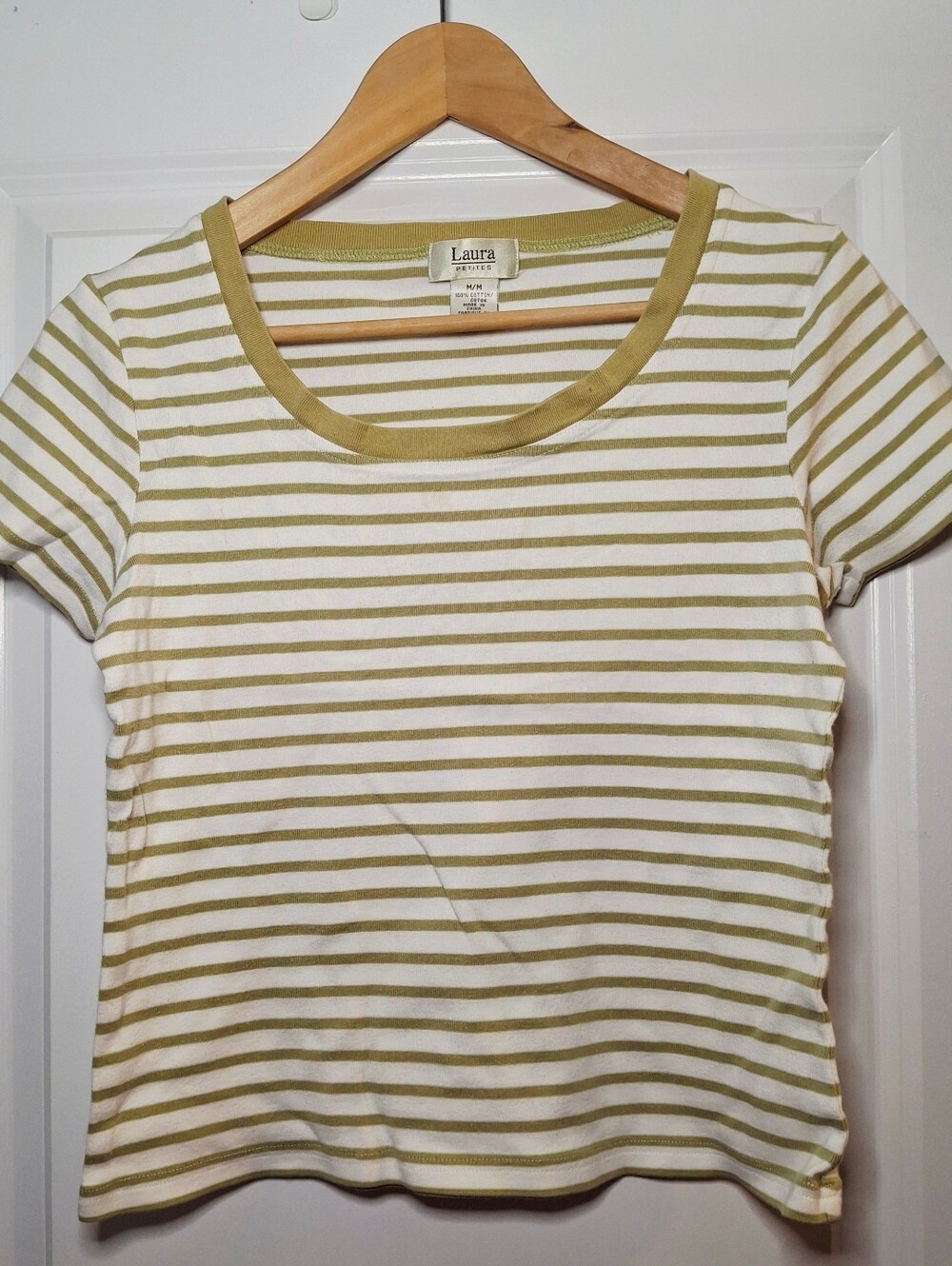 Vintage 90s Laura Petites Striped Cotton Tee (M)